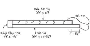 21" Bar Top Diagram without Glass Rail