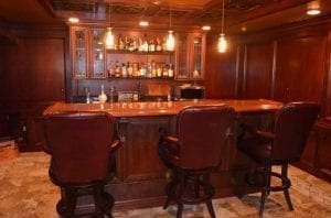 Custom Bar Created With Chicago Bar Rail in African Rosewood