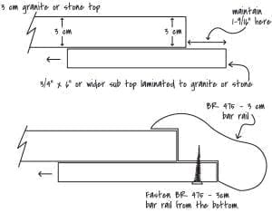 install-wood-bar-rail-on-granite-bar-top