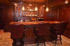 African Rosewood Home Bar and Bar Rail Moldings.