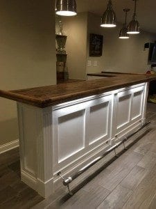 Home Bar with BR158 Bar Rail Molding, Fluted Columns & Trim