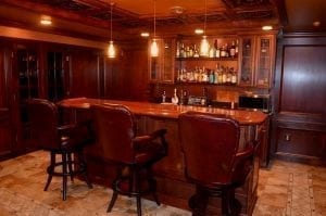 Custom Bar Created With Chicago Bar Rail in African Rosewood