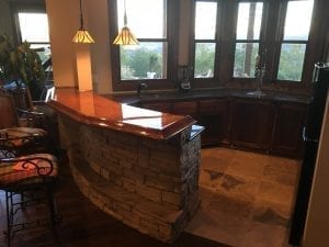 Home Bar Top With BR475 Wood Bar Arm Rest Molding.