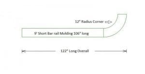 9' Short Bar Rail Molding (Ships 106" long in one piece)