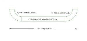 9' Short Bar Rail Molding (Ships 106" long in one piece)