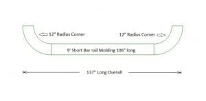9' Short Bar Rail Molding (Ships 106" long in one piece)