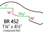 Drawing of the BR452 edge with measurements for where it sits on the bar.