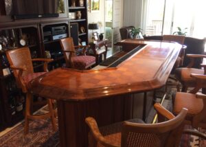 Custom Veneered Bar Top with BR475 Bar Rail & Radius Corners