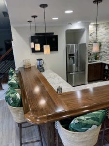 Solid American Walnut Bar Top.