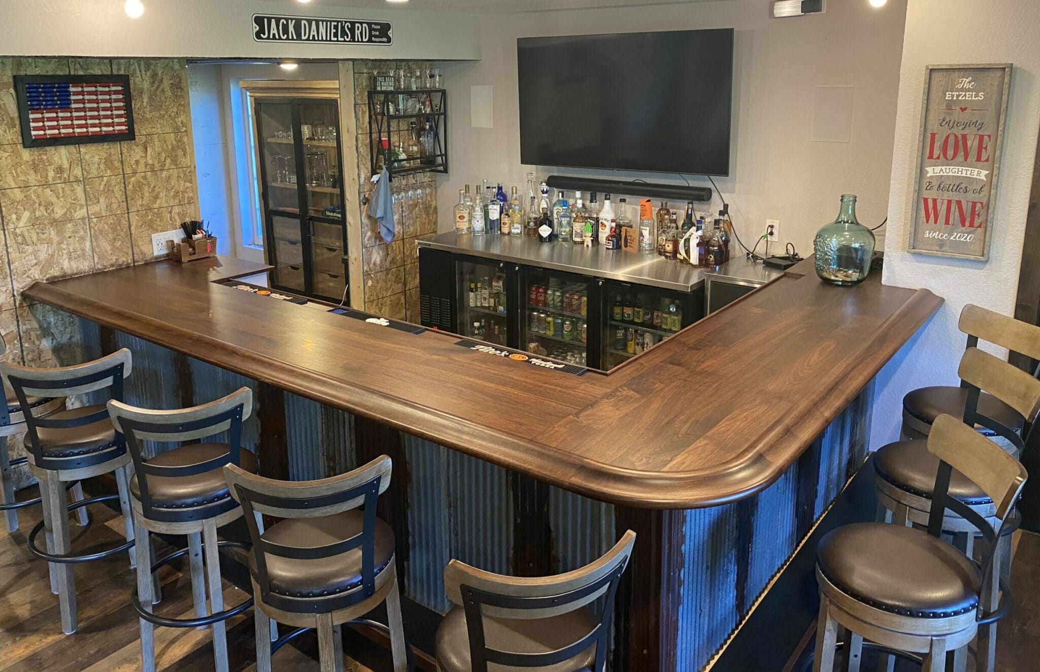 BR475 Walnut Bar Rail Moldings & Bar Top Kits Hardwoods Incorporated