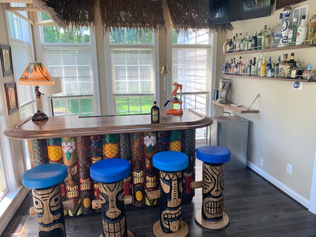 Themed Bars Crafted By Our Customers, Tiki Bar Stools Carved