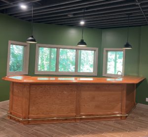 Solid red oak home bar
