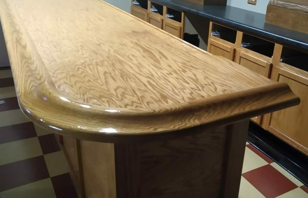 Red Oak Bar Railing BR475 Red Oak Bar Rail, Radius Corner & Drip Edge Moldings - Hardwoods ...