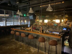 Commercial Bar Installation with our BR475 Cherry Bar Rail & Radius Corners.